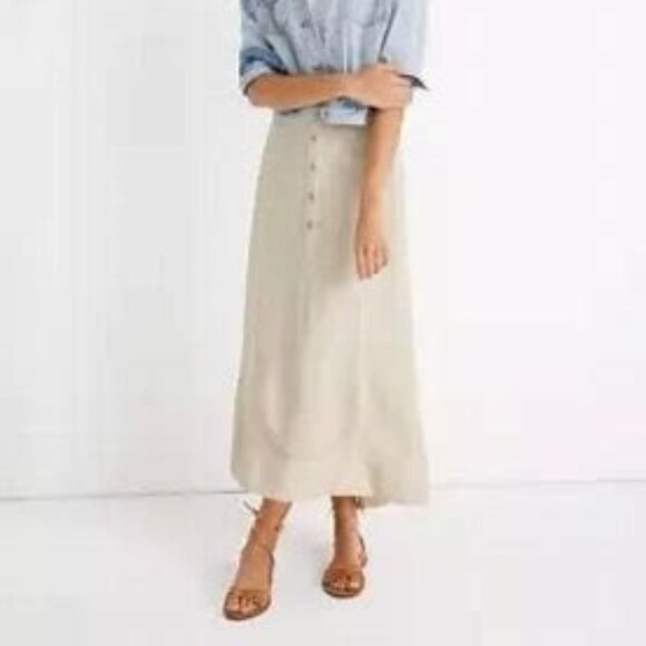Christy Dawn Madewell Ida Maxi Skirt Cream Stripe Button Front Boho Cottagecore - Picture 7 of 16